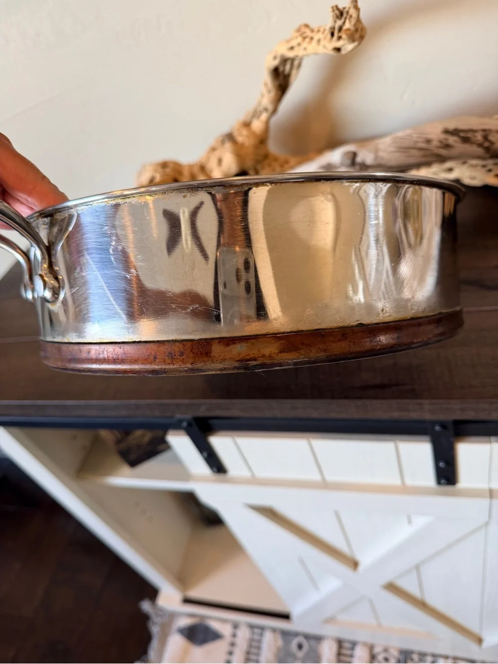 RK Real Kitchen Copper Bottom Large rondeau pan 11 1/2 Inches Stainless Steel